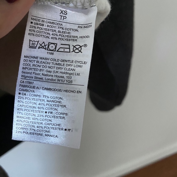 GAP Gray Contrast Zip Up Long Sleeve Hooded Jacket - Picture 4 of 5